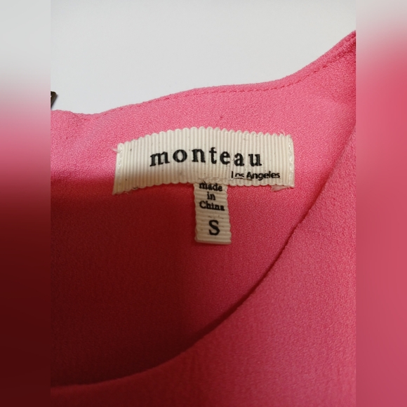 Monteau Pink Scallop Hem Sleeveless Dress - Size Small - Picture 2 of 9